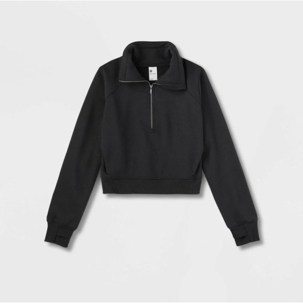 All in Motion Women's Fleece Half Zip Pullover Sweatshirt - Black M